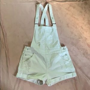 Levi’s white distressed shortalls
